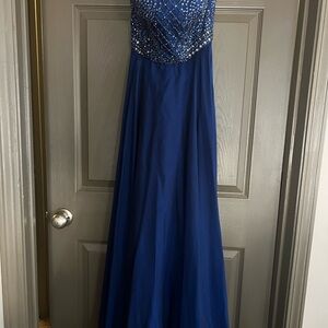 Elegant Blue Beaded Gown